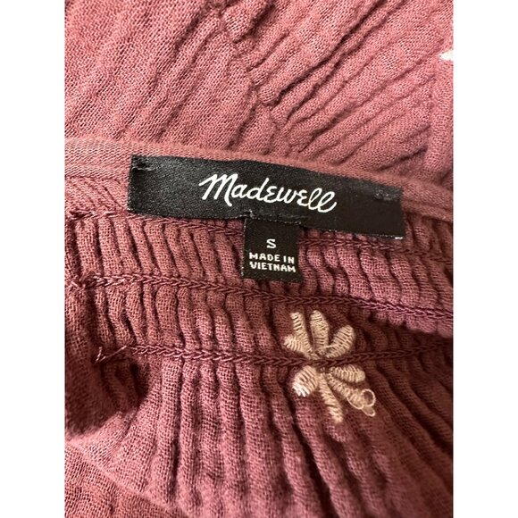 Madewell Womens Gauze Embroidered Peplum Top Small Peasant Cottage Boho Festival - Picture 5 of 12